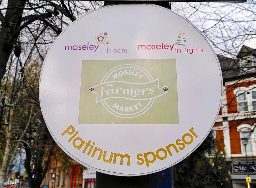 Moseley Farmers Market sponsorship plaque