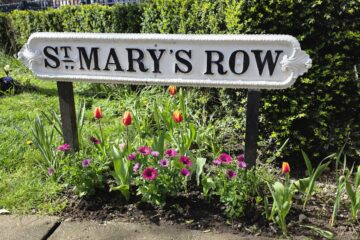St Marys Row Sign -Moseley with Springs bulbs
